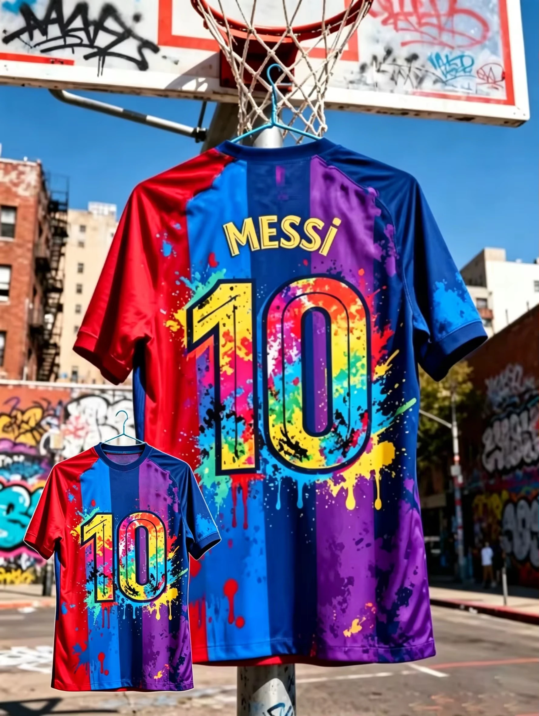 2627 hot selling Messi graffiti #10 unisex quick drying jersey for fans training casual breathable sports short sleeved top