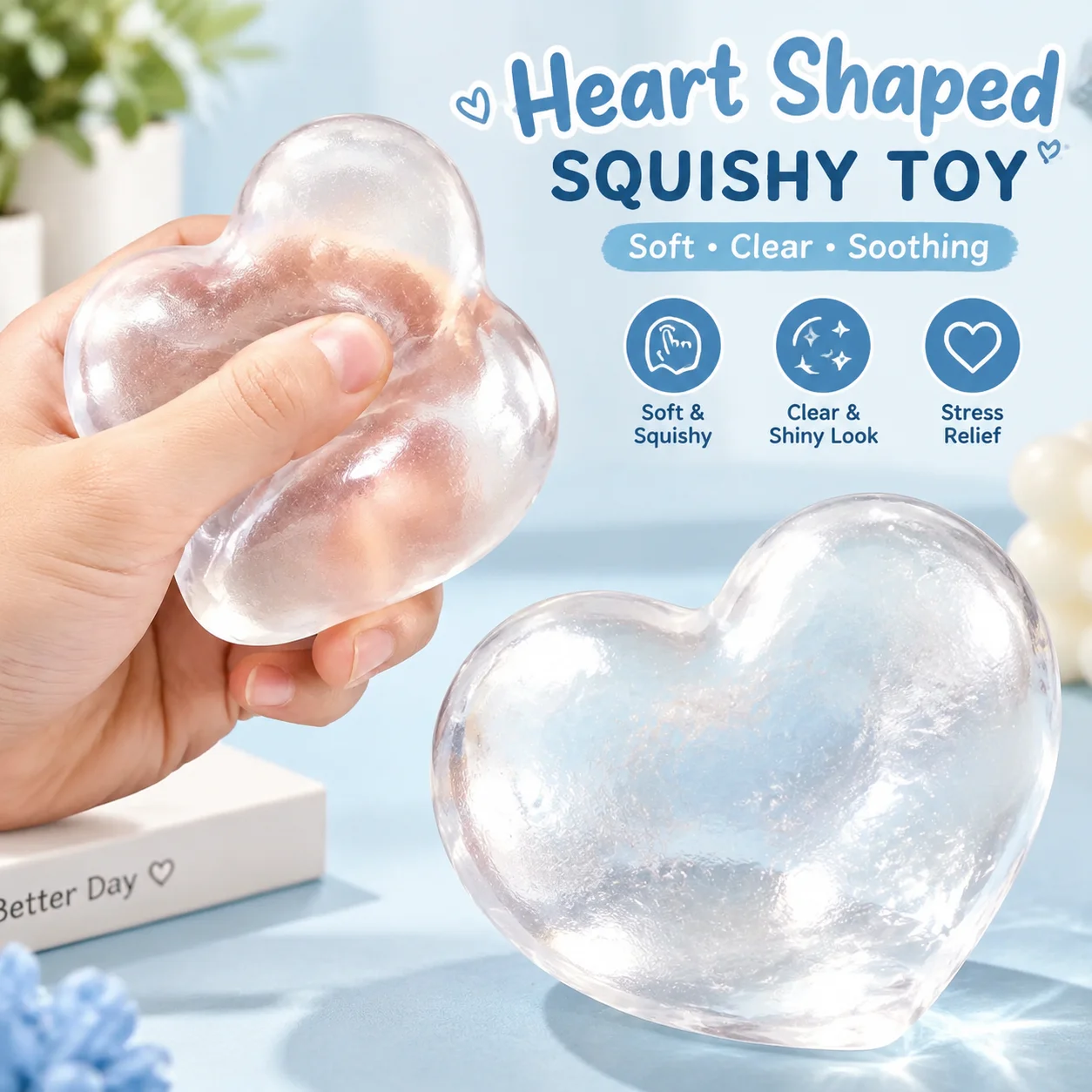 Squishy Coconut Oil Mochi Squeeze Toy Transparent Sensory Fidget Stress Relief Adults Plasticity Squeeze Toy Sensory Toys