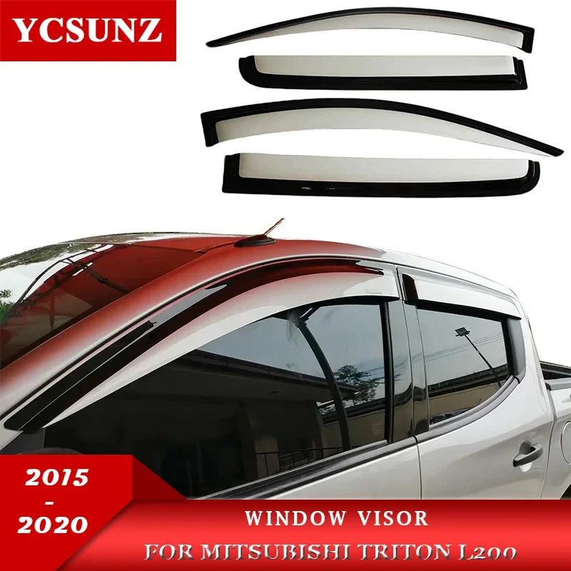 Side Window Deflector For Mitsubishi Triton L200 2015 2016 2017 2018 2019 2020 2021 2022 Strada Door Window Visor Pickup truck