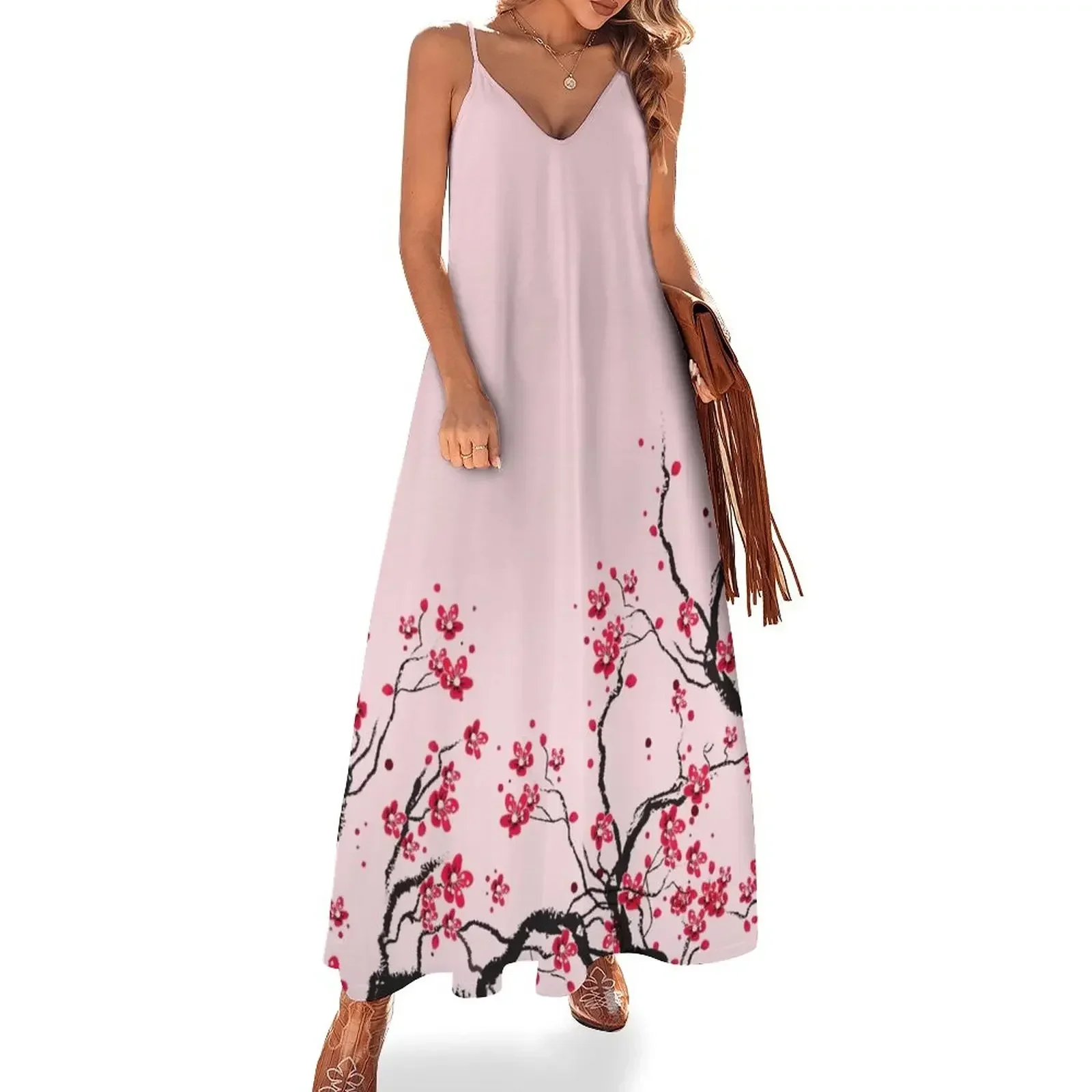 

Cherry Blossom Sleeveless Dress summer women's dress 2025 dresses for women dresses korean style Dress