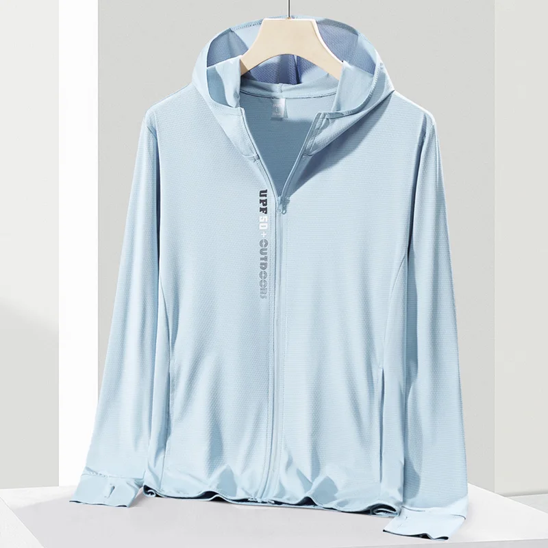 Summer Sun Protection Clothing Men's Outdoor Jogging Sports Fitness Quick-drying windbreaker Simple Fashion Couple Ice Silk Coat