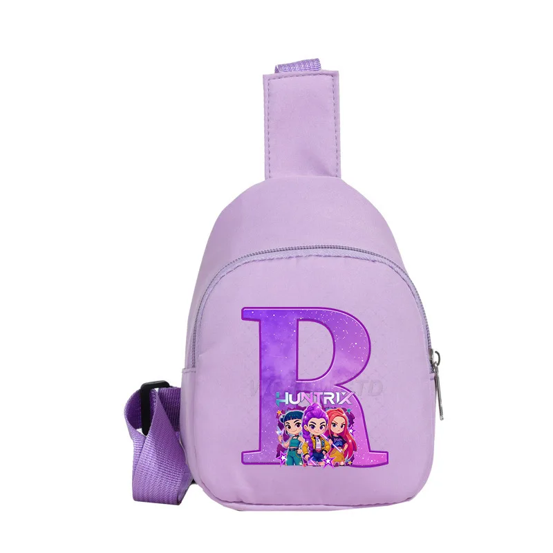 

KPop Demon Hunters Children's Chest Bag 26 English Letters Printed Lightweight Fashion Cartoon Kids Messenger Bag Shoulder Bags