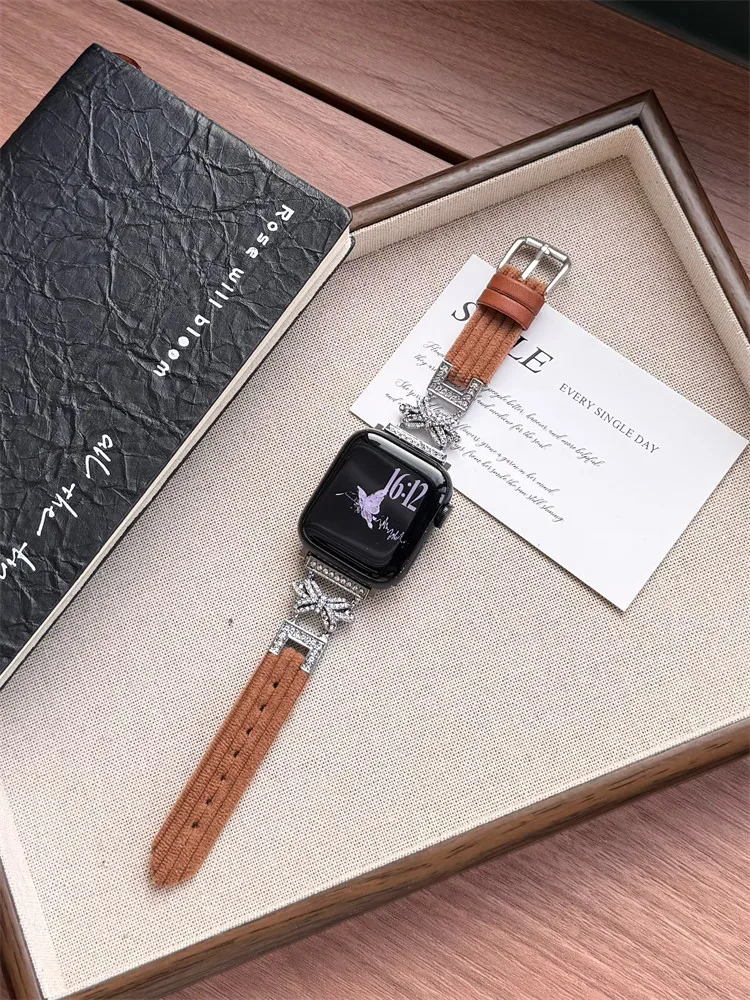 

Bow studded diamond compatible iWatch strap 38mm 40mm 41mm 42mm 44mm 45mm 49mm fashionable strap