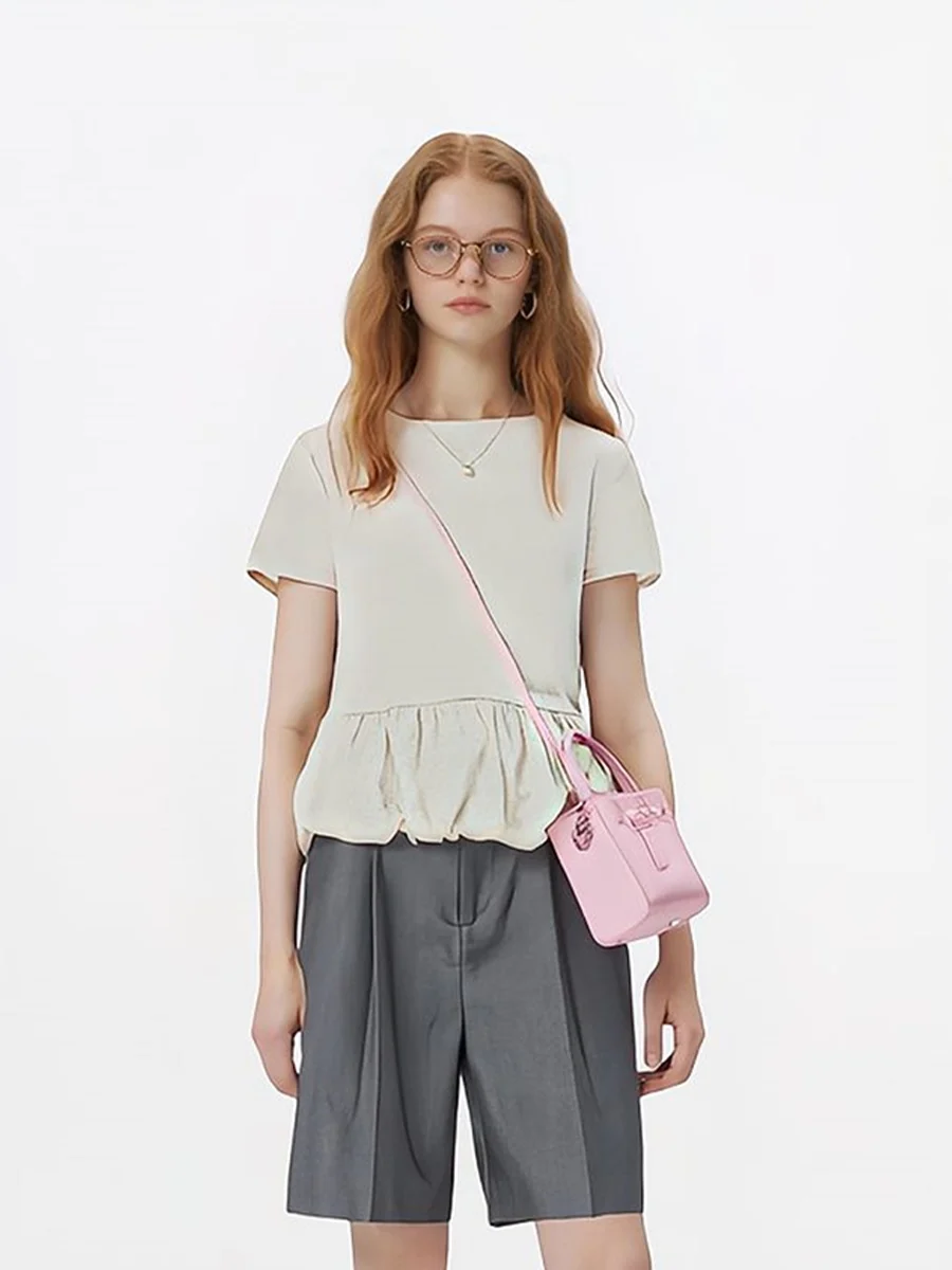 

Женский летний топ AHMI с круглым вырезом, новый, модный, молодежный, с цветочным принтом, из смесового хлопка и полиэстера