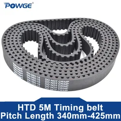 POWGE HTD 5M Timing belt Lp=340 345 350 355 360 365 370 375 380 385 390 395 400 405 410 415 420 425 Width 9-30mm HTD5M Rubber