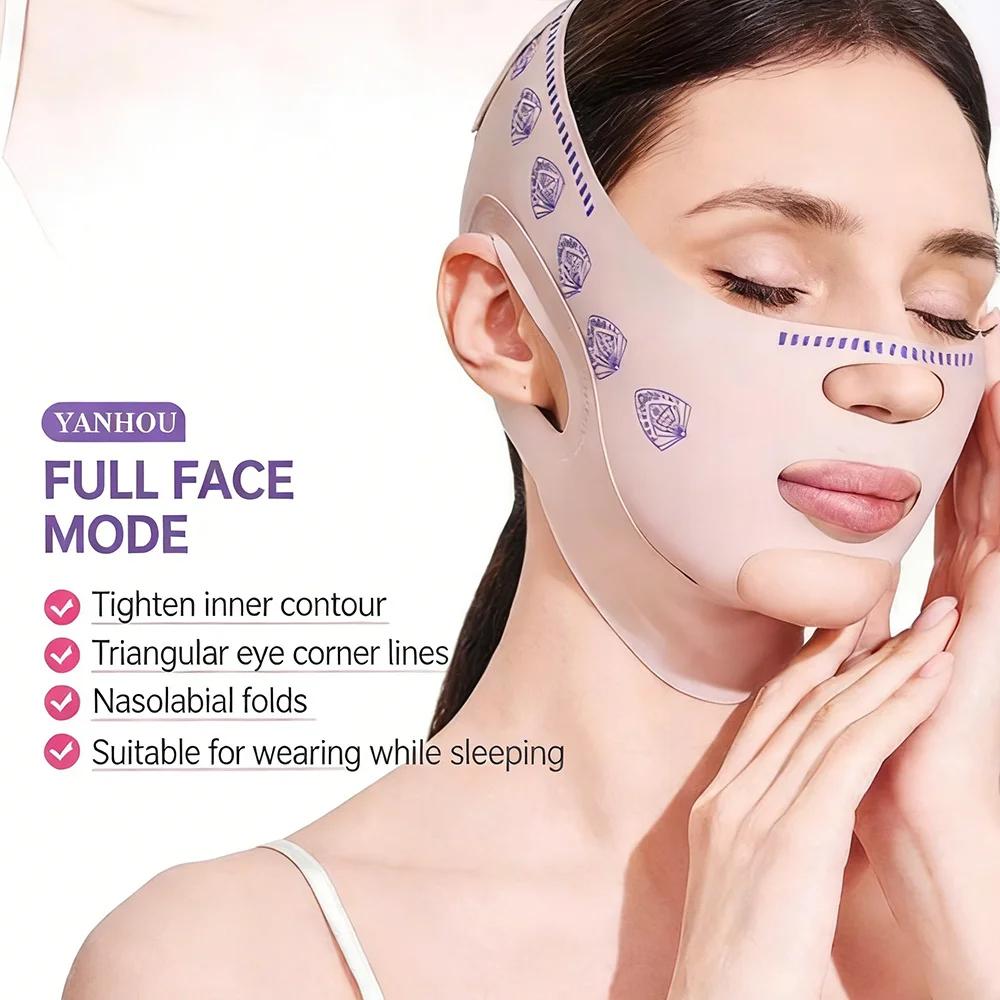 Double Layer Upgraded Chin Up Mask V-Line Face Lift Tighten Mask Face Lifting Belt Anti Wrinkle Facial Massage Strap Skin Care ﻿