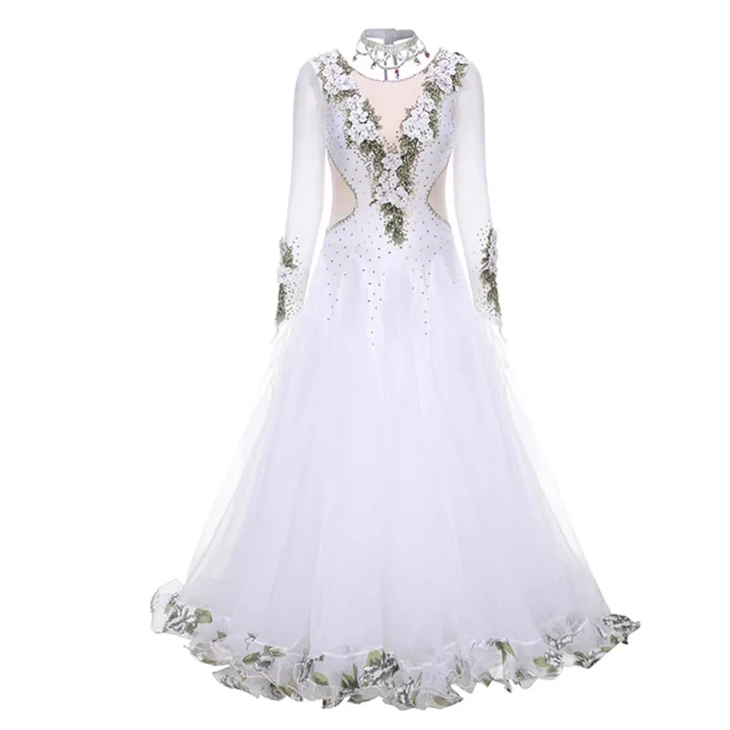 White Ballroom Dance Competition Dresses Standard Women\'s Performance Clothes  High End Party Waltz Modern Stage Wear Costume