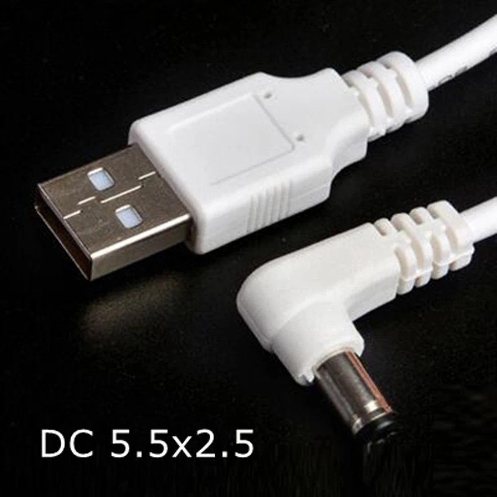 Witte USB a Male naar DC Voeding Plug Jack Verlengkabel Connector Verschillende maten inclusief 0,6 2,0 2,5 3,5 4,0 1,35 1,7 5,5