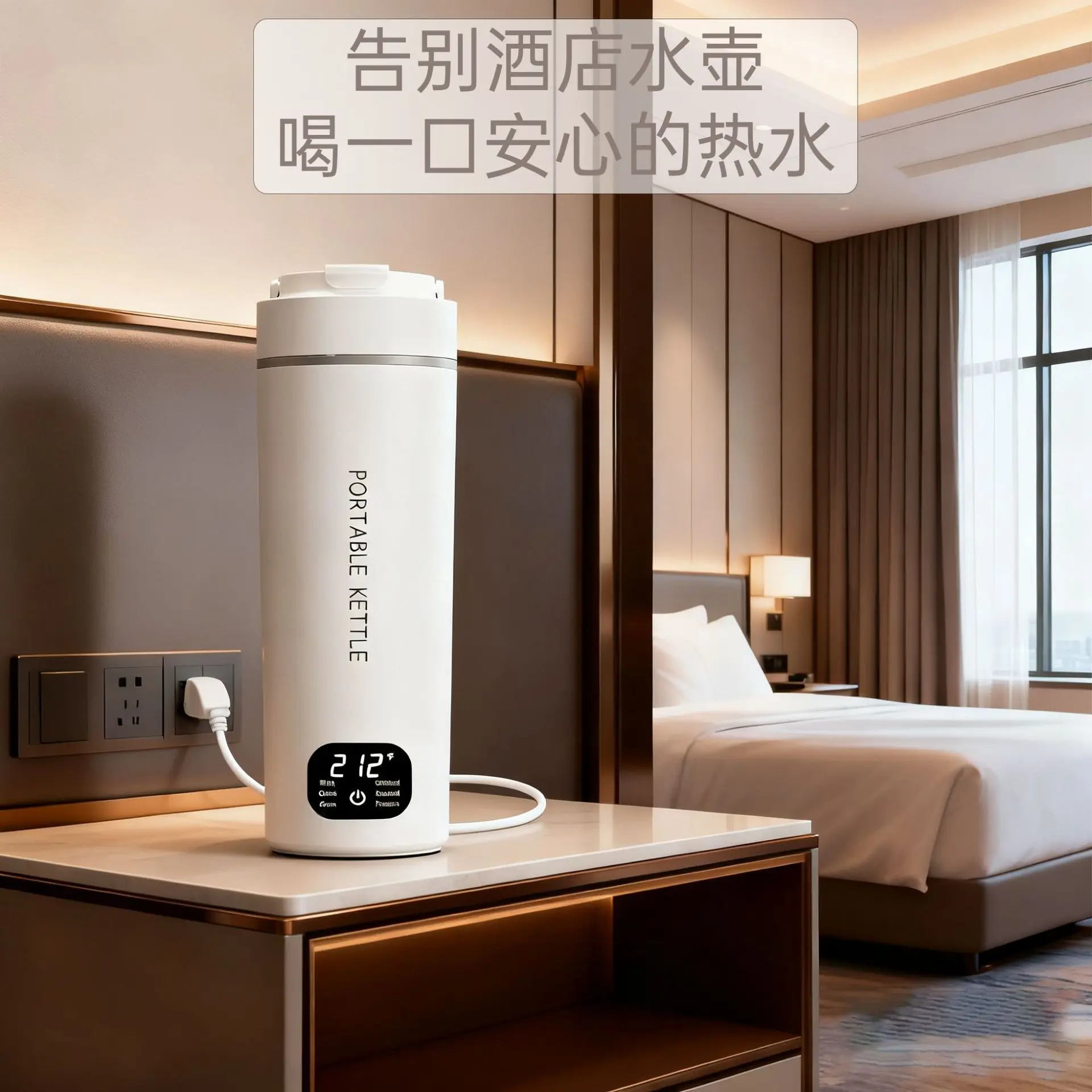Portable Mini Electric Kettle Travel Constant Temperature Heat Cup Stainless Steel Hot Water Boiler For Trip Outdoor Hotel Use