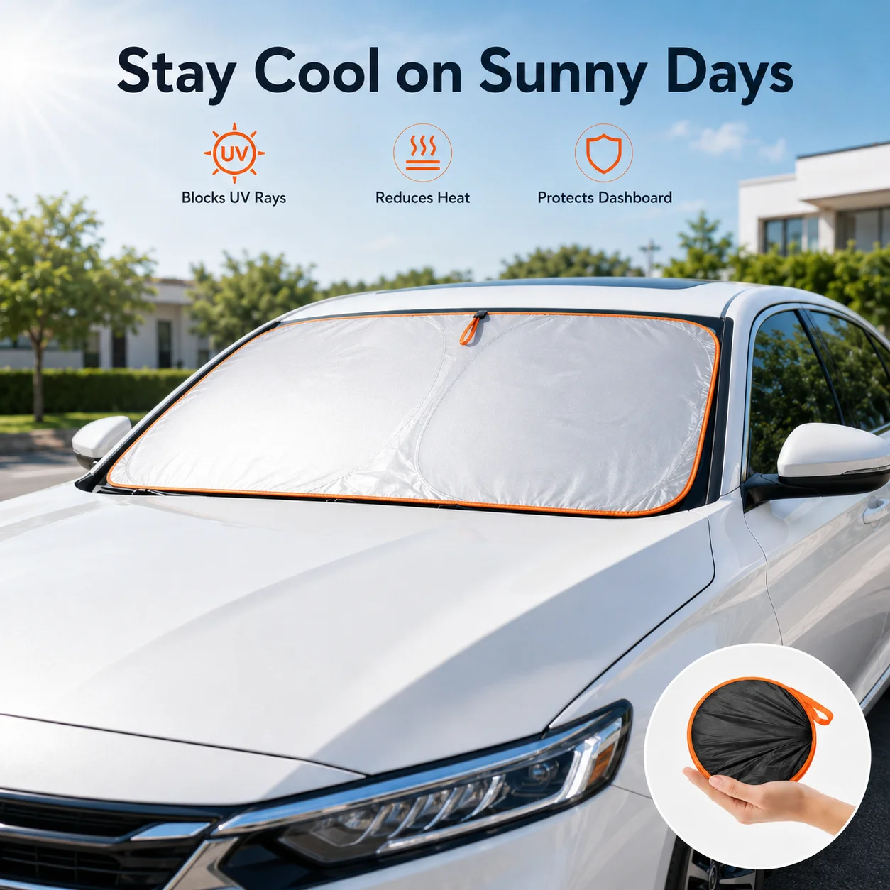 Car Front Windshield Sun Shade UV Protection Heat Insulation Car Sun Visor Anti Glare Windshield Sun Block