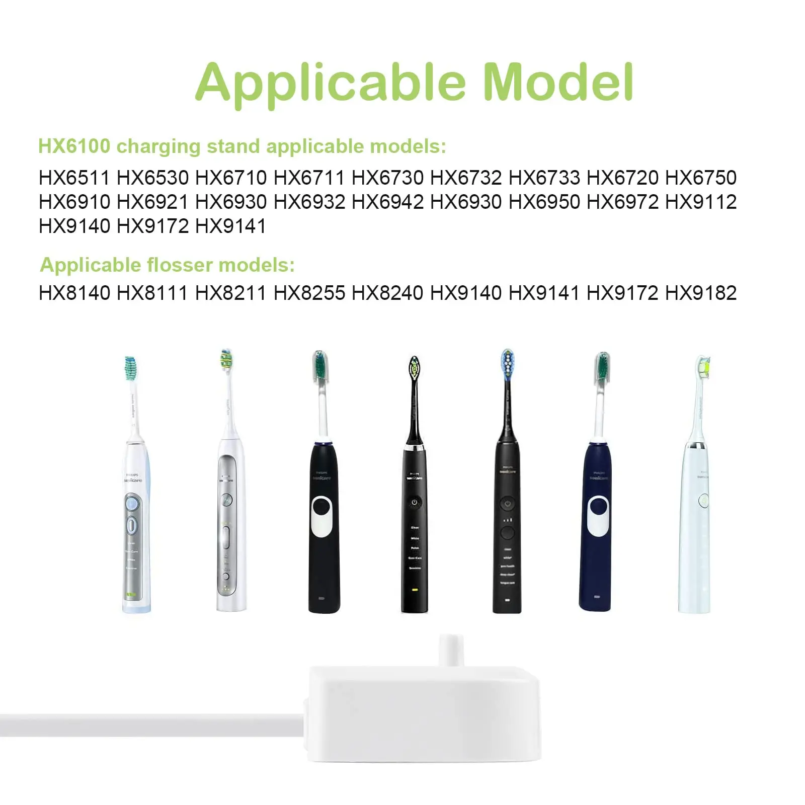 Brangdy Charger Base for Philips Sonicare Electric Toothbrush HX6100 HX3000 HX6000 HX8000 HX9000 Series Toothbrush