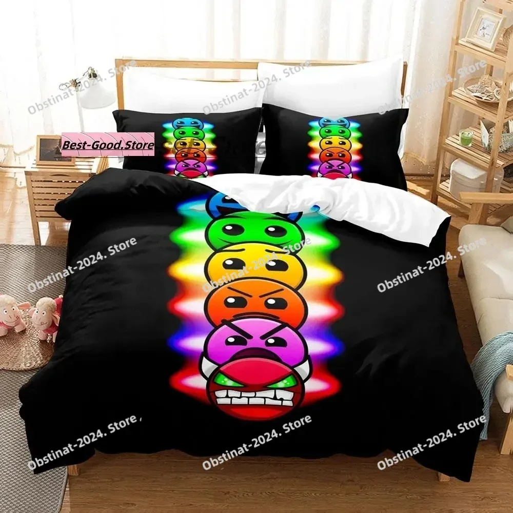 

Hip Hop Angry Geometry Dash Bedding Set Single Twin Full Queen King Size Bed Set Game Bedroom Duvetcover Sets Anime Bed