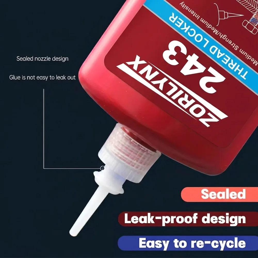 50ml Blue Thread Locker 243 Medium Strength Screw Glue Anaerobic Adhesive Lock Tight Seal Nuts Bolts Metal Fastener Prevent Rust