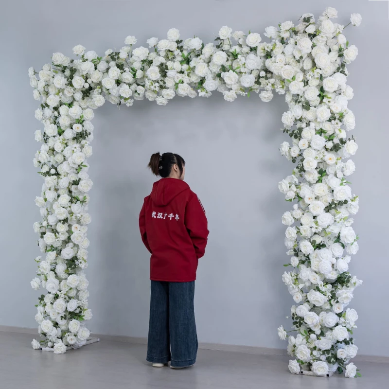 

Искусственная арка из пионов и роз, 2 м, чисто белая, для свадебного оформления, декорации сцены, круглая арка