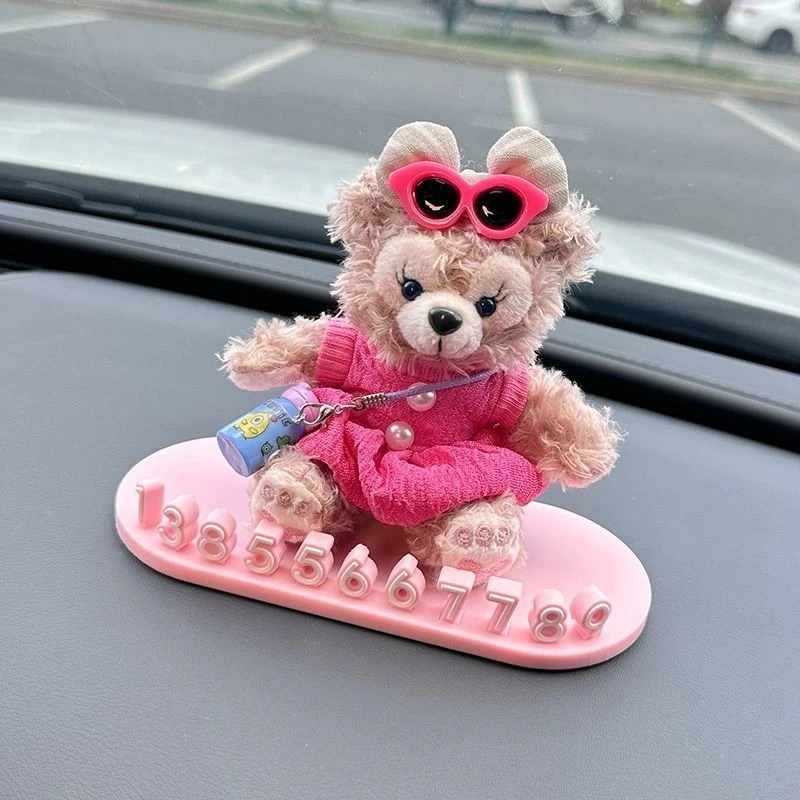 Cute Bear Car Parking Plate Temporary Moving Phone Decoration Duffy Car Number Plate Car Accessory Temporary Parking Card