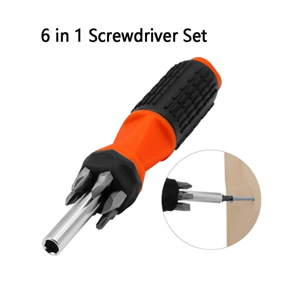 6 in 1 Mini Multi-Bit Screwdriver Set 6mm Phillips/ Slotted/ Trox Suitable for Various Repair and Assembly Needs