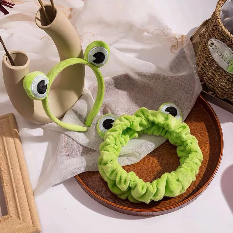 

Funny Frog Lady Makeup Head Wide Side Elastic Hairband Cute Girl Face Wash Hairband Female Hair Accessories