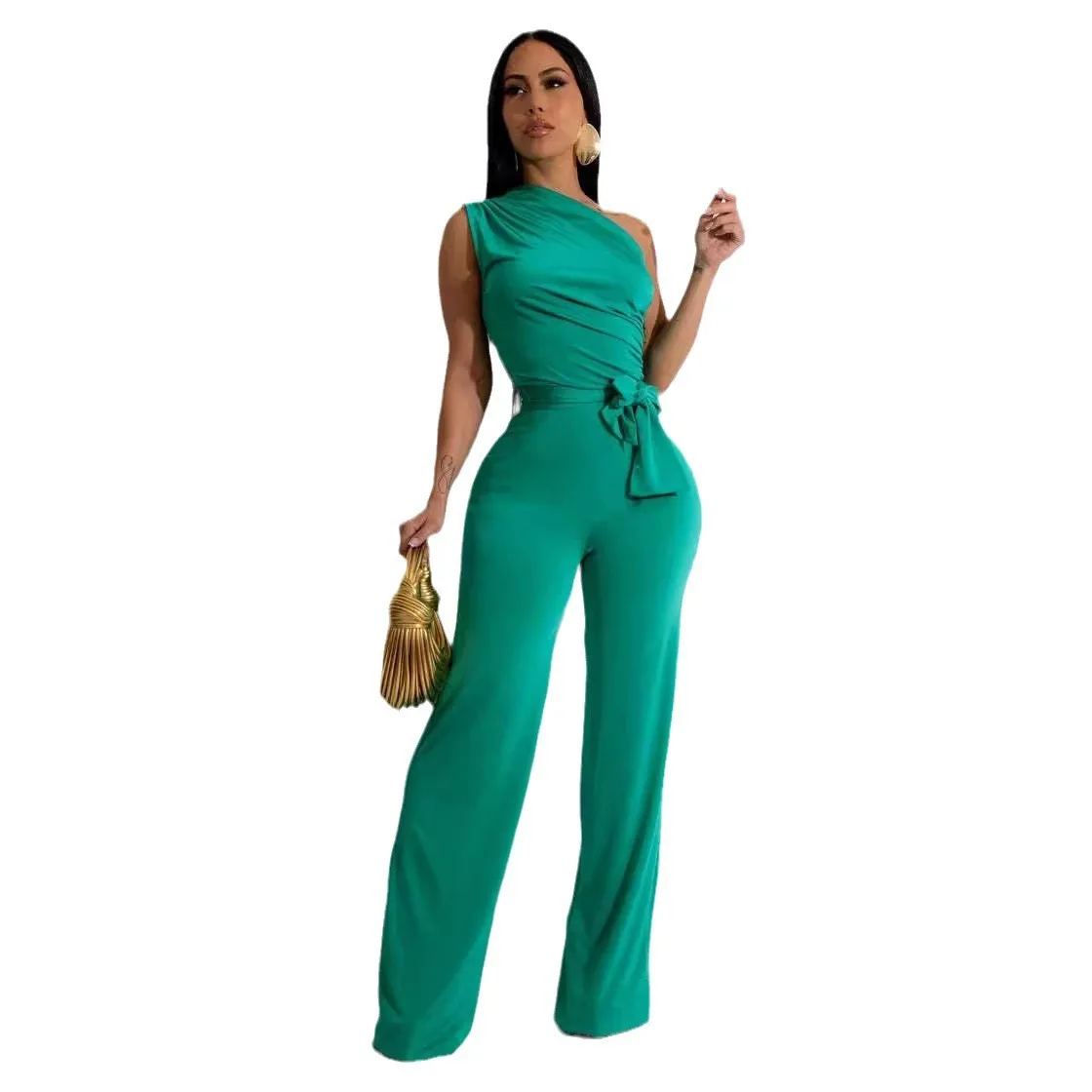 Elegan tanpa lengan wanita Jumpsuit seksi busur simpul celana One Piece pesta klub playsuit wanita Monos Mujer mewah Romper 2024