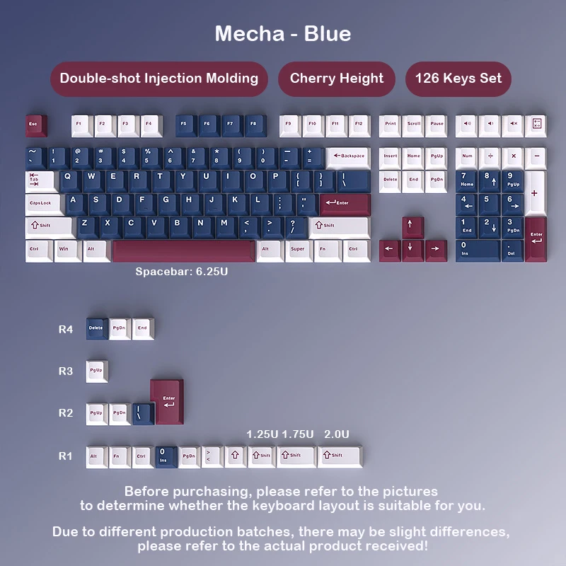 

Механическая клавиатура «сделай сам», колпачок для клавиш Mecha Color Scheme — синий двойной выстрел PBT Cherry, набор клавишных колпачков Key & Chron
