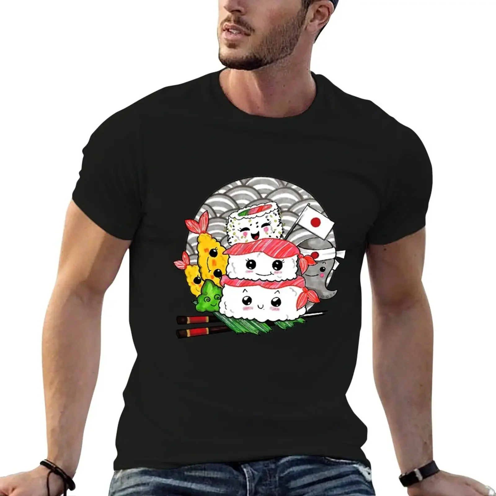 kawaii sushi, funny sushi, Yummy yummy !!! T-Shirt sublime essential t shirt korean fashion Blouse heavy weight t shirts for men