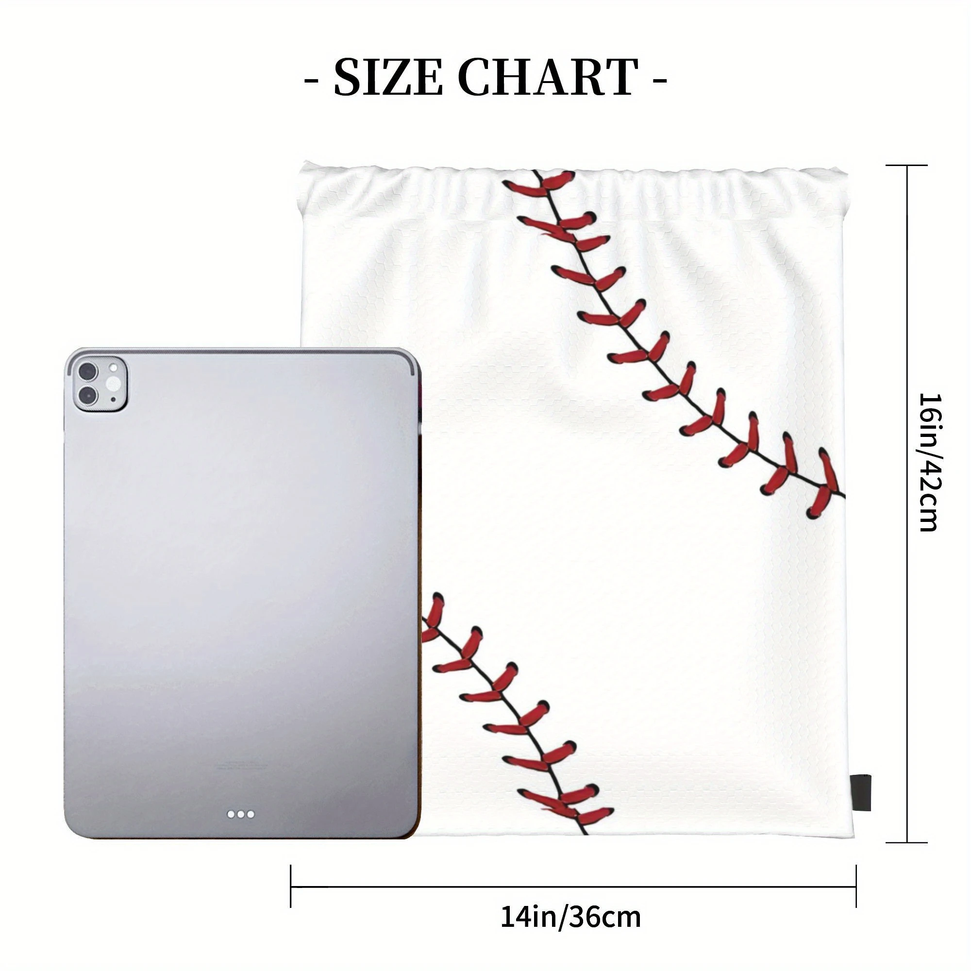 1 Baseball-themed Drawstring Bag, Red Sewn Printed Bouquet Pocket, Casual Sports Outdoor Backpack, Baseball Bag, Custom Pictures