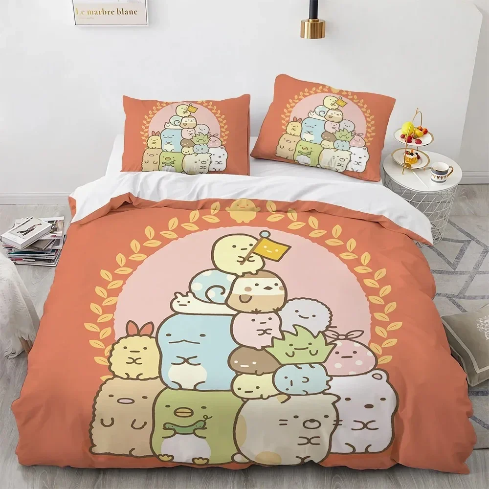 Anime Kawaii Cartoon Sumikko Gurashi Bedding Set Boys Girls Twin Queen Size Duvet Cover Pillowcase Bed Kids Adult