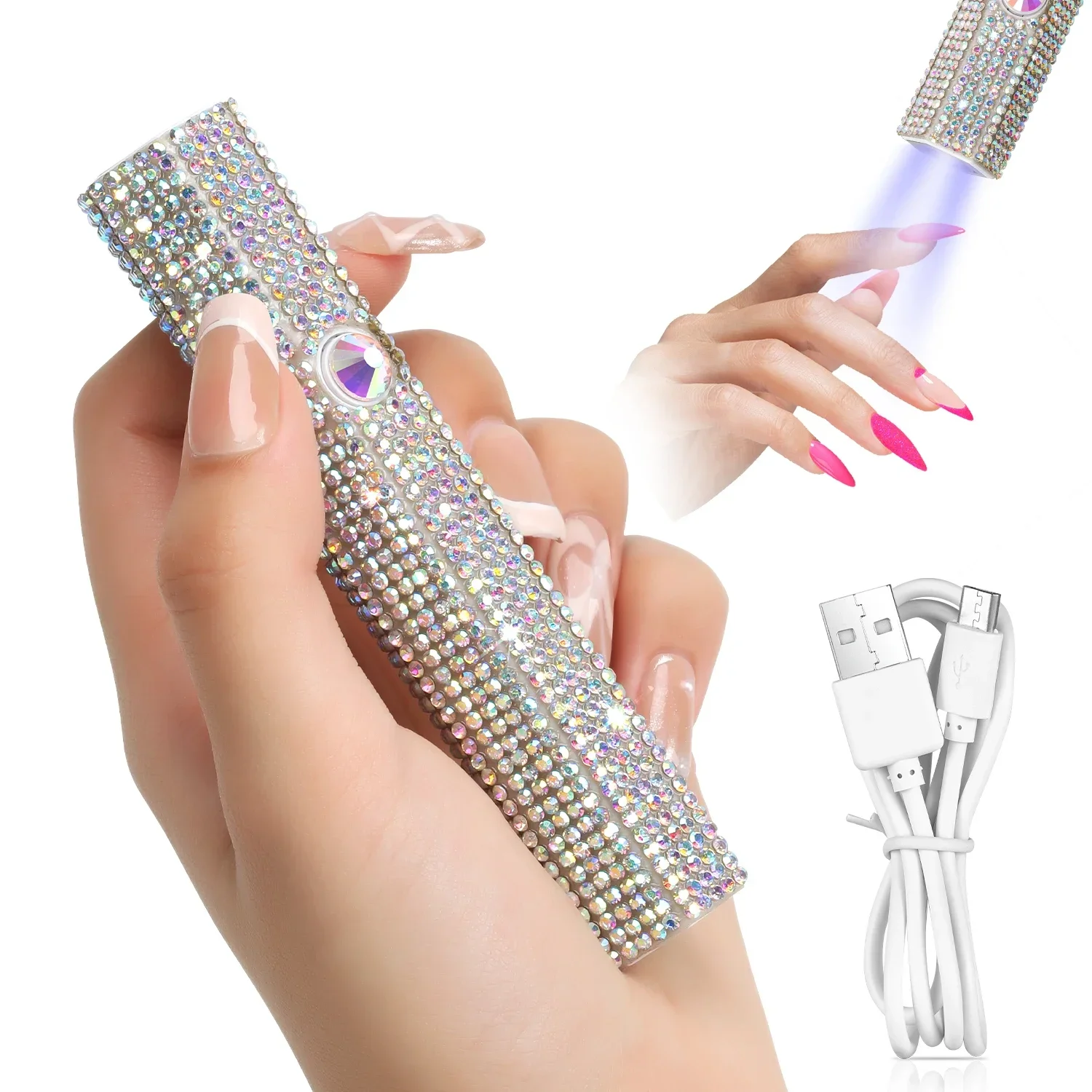 Handheld Nail Dryer Gel Lamp Small Nail Polish Fast Dry Mini Portable Adhesive Glue USB Led Lamp Manicure Tool UV Detector