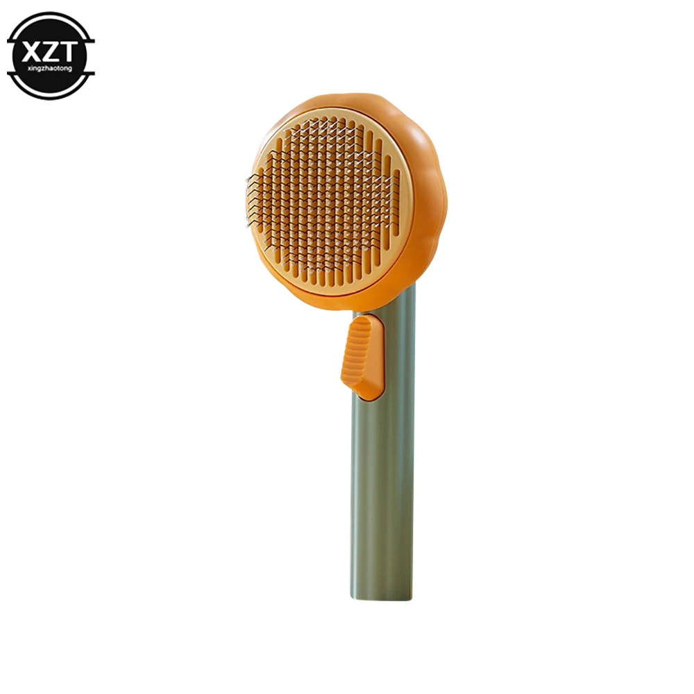 Pumpkin Cat Brush Comb For Pet Grooming Removes Loose Underlayers Tangled Hair Remover Brush Pet Hair Shedding Self Cleaning