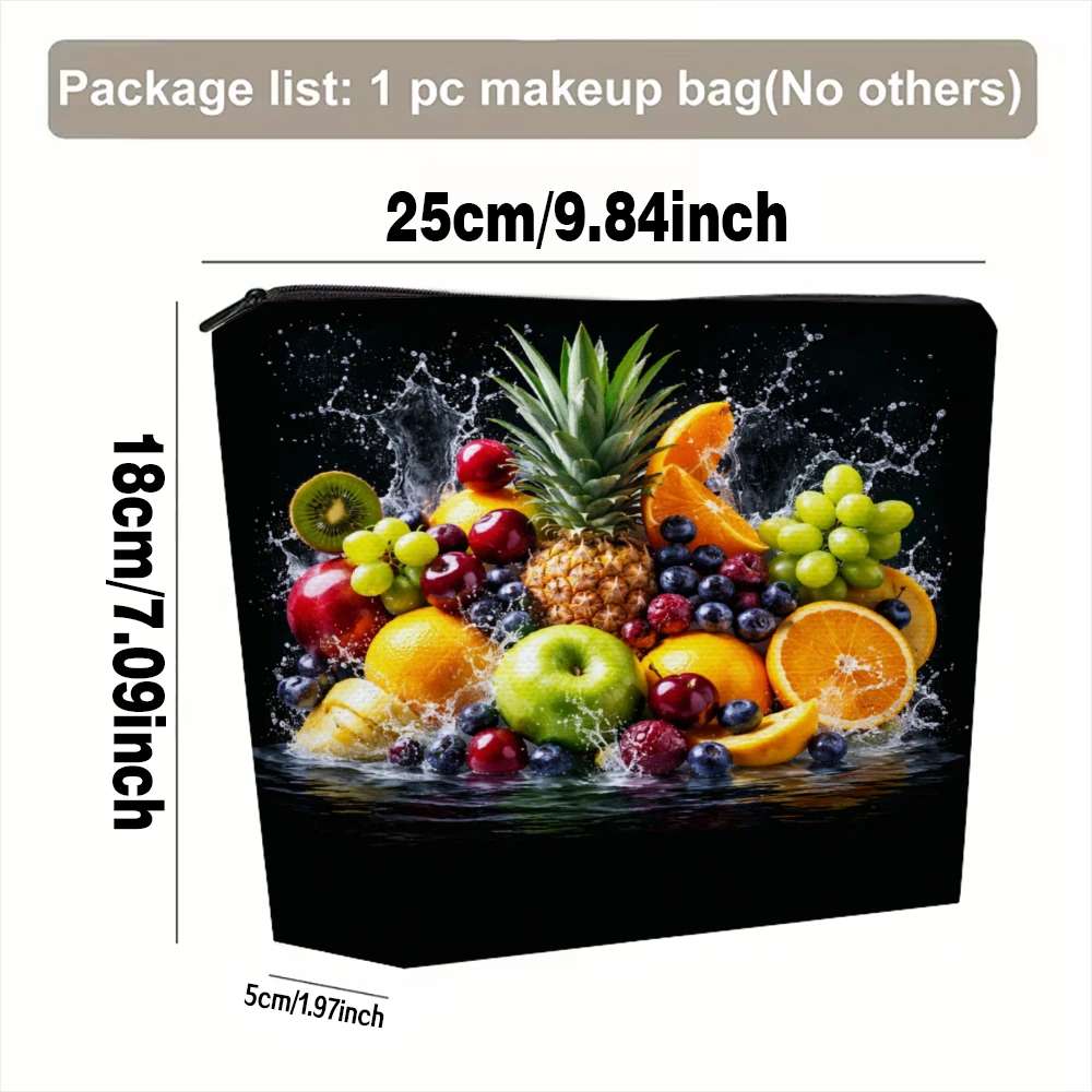 Fruit Splash Colorful Vibrant Design Makeup Bags for Girls Cosmetic Pouch Toiletry Bag Pencil Case Travel Storage