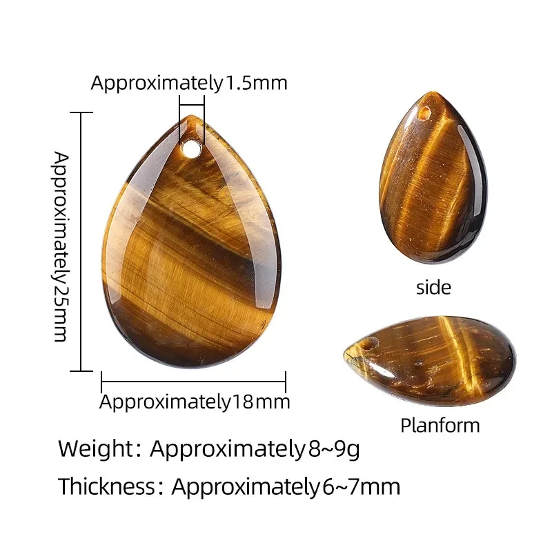 1pc Natural Stone Water Drop Hole Beads Pendant Obsidian Tiger Eye Whtie Crystal Labradorite Charms Necklace Jewelry Making