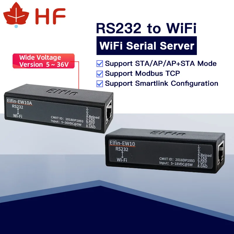 Smallest Elfin-EW10A Wireless Networking Devices Modbus TPC IP Function RJ45 RS232 to WIFI Serial Server