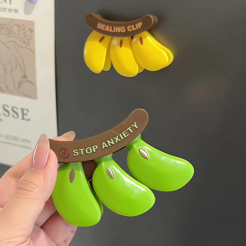 Banana Shaped Fridge Magnets Bag Clip,2-in-1 Detachable Food Snack Bag Sealing Clips For Kitchen,Multifunctional Snack Sealer