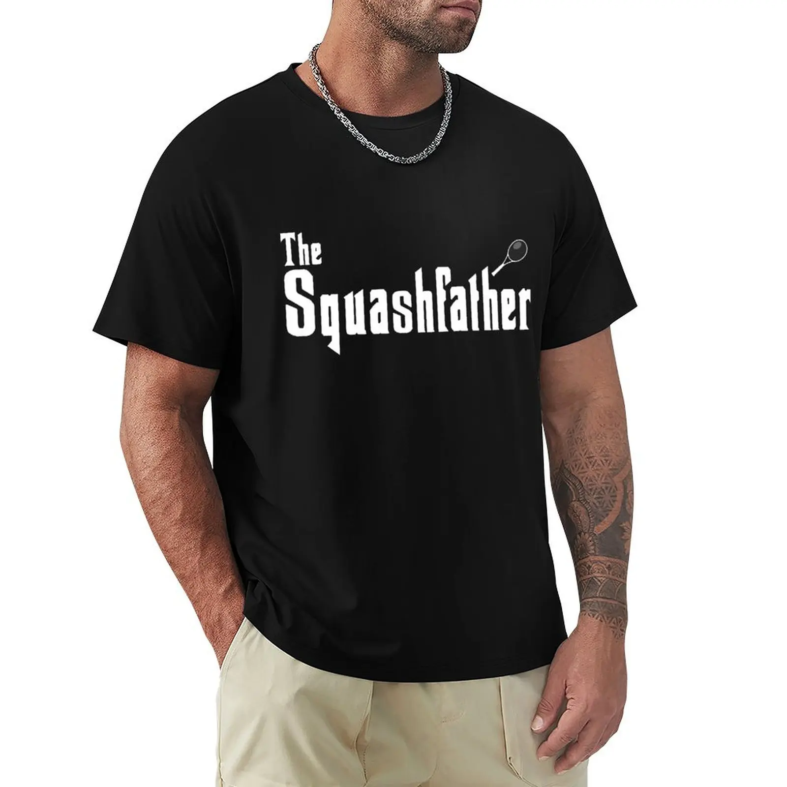 

The Squashfather Squash player Squash Court white font T-Shirt summer shirt essential t shirt Men's cotton t-shirt