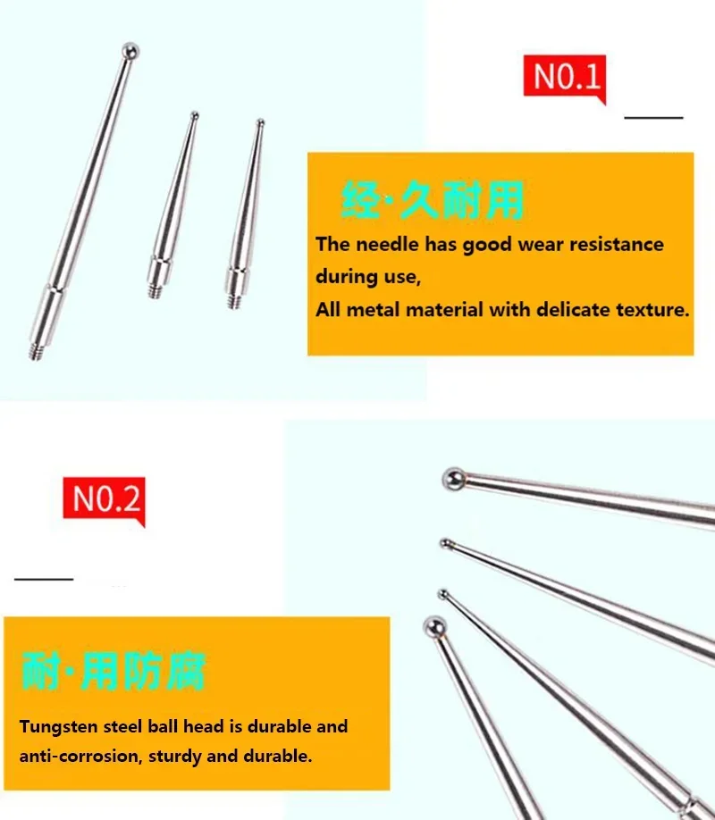 Imagem -06 - Aço de Tungstênio Cabeça de Marcação Agulha de Calibre M1.4 M1.6 M1.8 M2.0 Indicador Medidor Sonda Sonda de Medição de Altura do Cabeçalho 1pc Novo