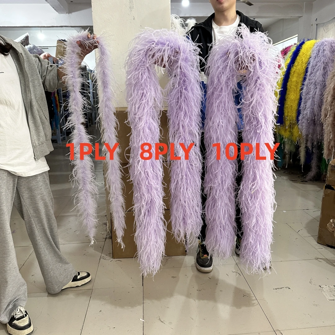 1 3 6 8 10 Ply Thick Fluffy Soft Ostrich Feathers Scarf Tops Customized Wedding Party Clothing DIY Sewing Plumes Shawl 2 Meters