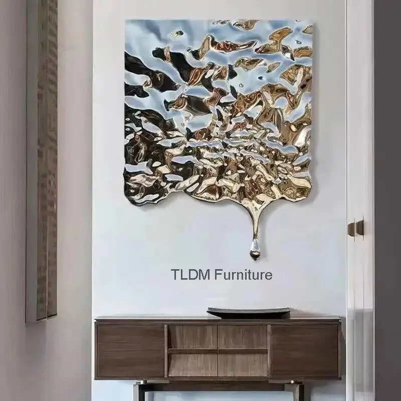 Mirror Stainless Steel Hanging Decorations Bump Ripple Water Drop Wall Hanging Nordic Home Decor American Porch Wall Decoration