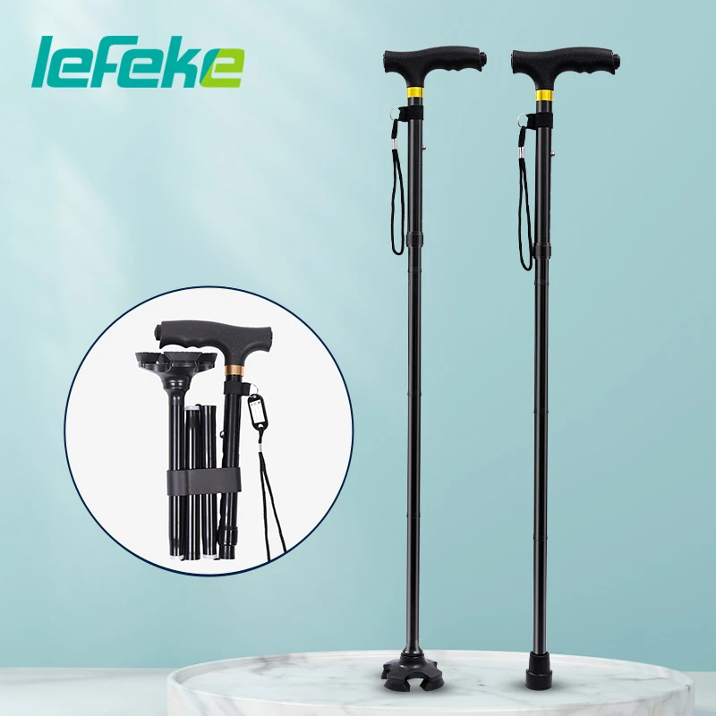 

Lefeke Складная трость Легкая регулируемая складная портативная ручная трость Сверхмощные кручинки