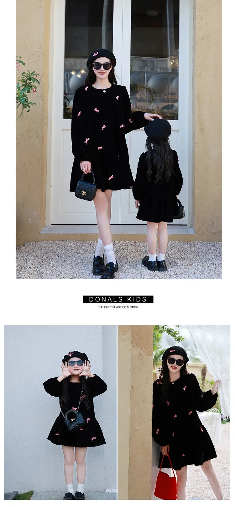 2025 Mom Women Clothing Mommy and Me Mother and Baby Girls Cute Long Sleeve Dresses  Outfit and Daughter Black Velvet Dress for - AliExpress 1501