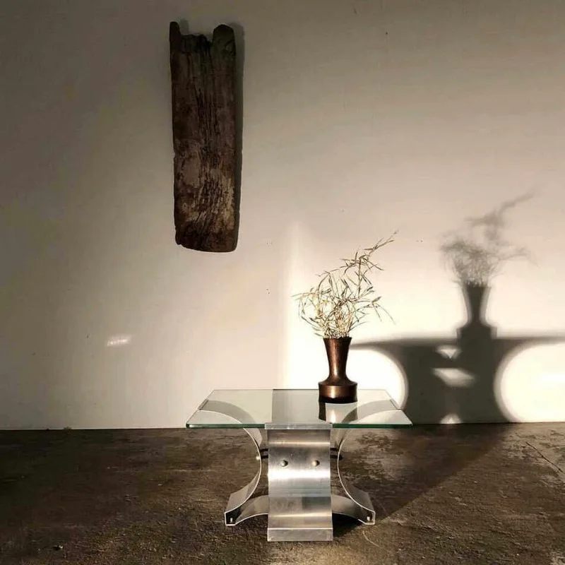 Minimalist Stainless Steel Tempered Glass Coffee Table