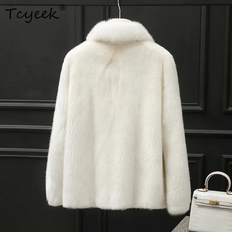Tcyeek Natural Whole Mink Fur Coat Winter Jacket for Women Clothing Fashion Womens Coats Korean Short Style Warm Пальто Женское