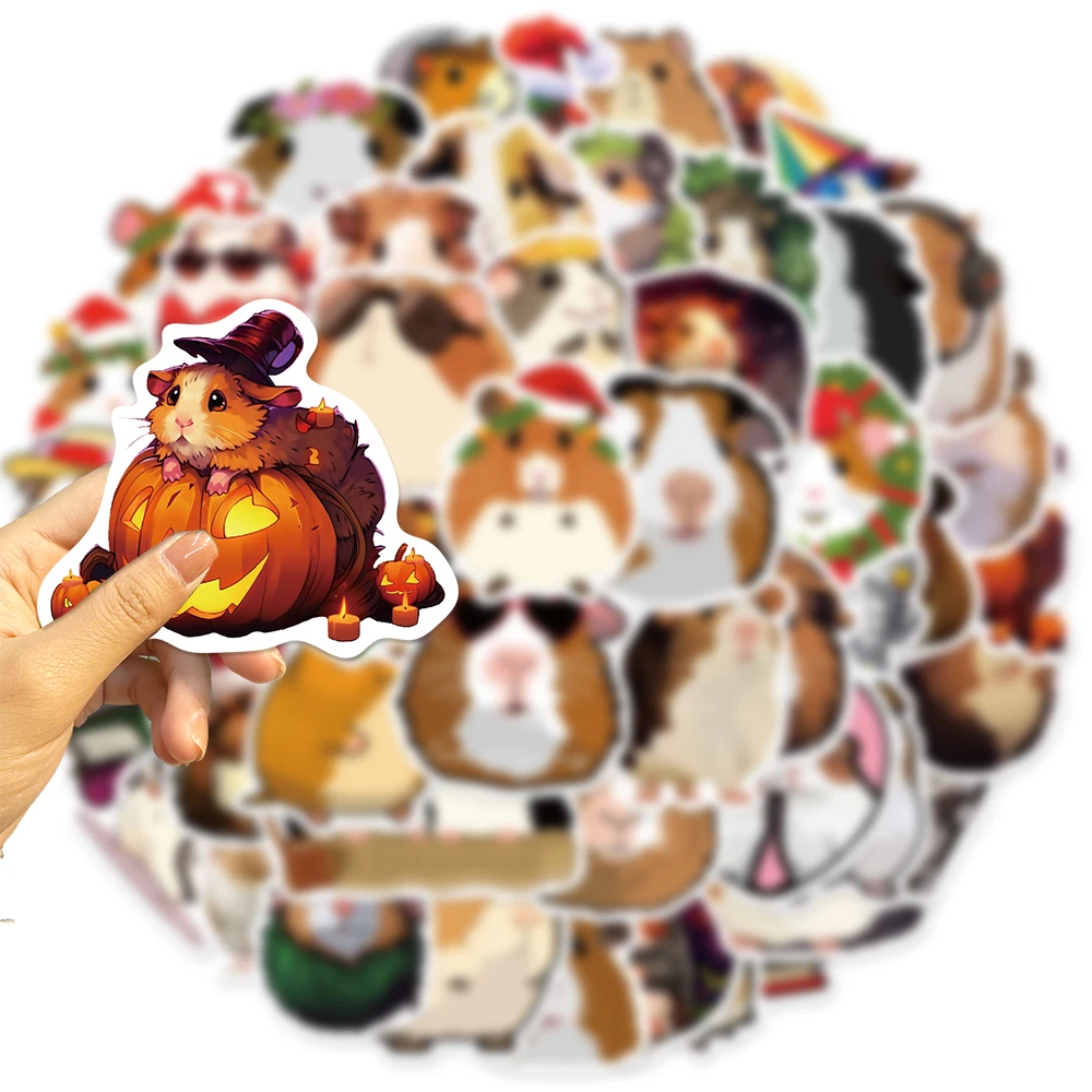 50pcs สัตว์ Guinea Pig Cavy สติกเกอร์น่ารักการ์ตูนรูปลอกสําหรับแล็ปท็อปโทรศัพท์กีตาร์กระเป๋าเดินทางกันน้ํา Graffiti สติกเกอร์ไวนิล