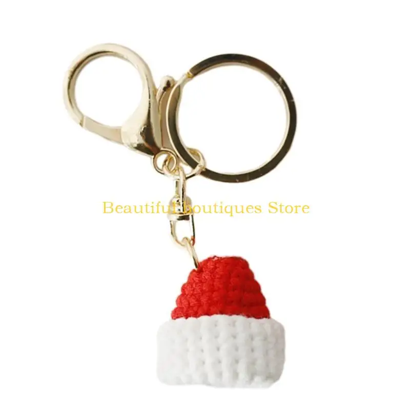U4LF Glove sombrero navideño Charling Mini llaves colgante punto ondulado decoraciones bolsas llaves simples para