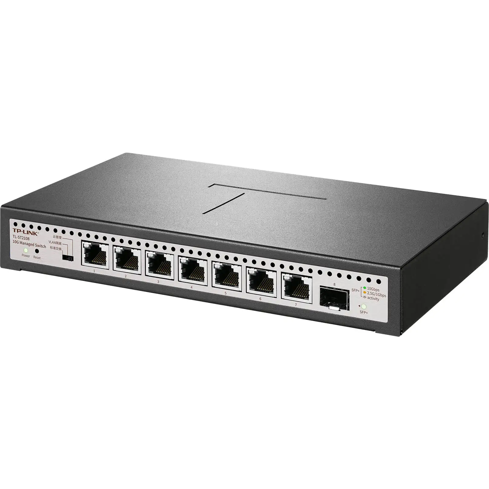 TP-LINK 8-Port 10G Cloud Managed Switch - 7x 10G RJ45 + 1x 10G SFP+, 6KV Lightning Protection, APP/Web Remote TL-ST2108
