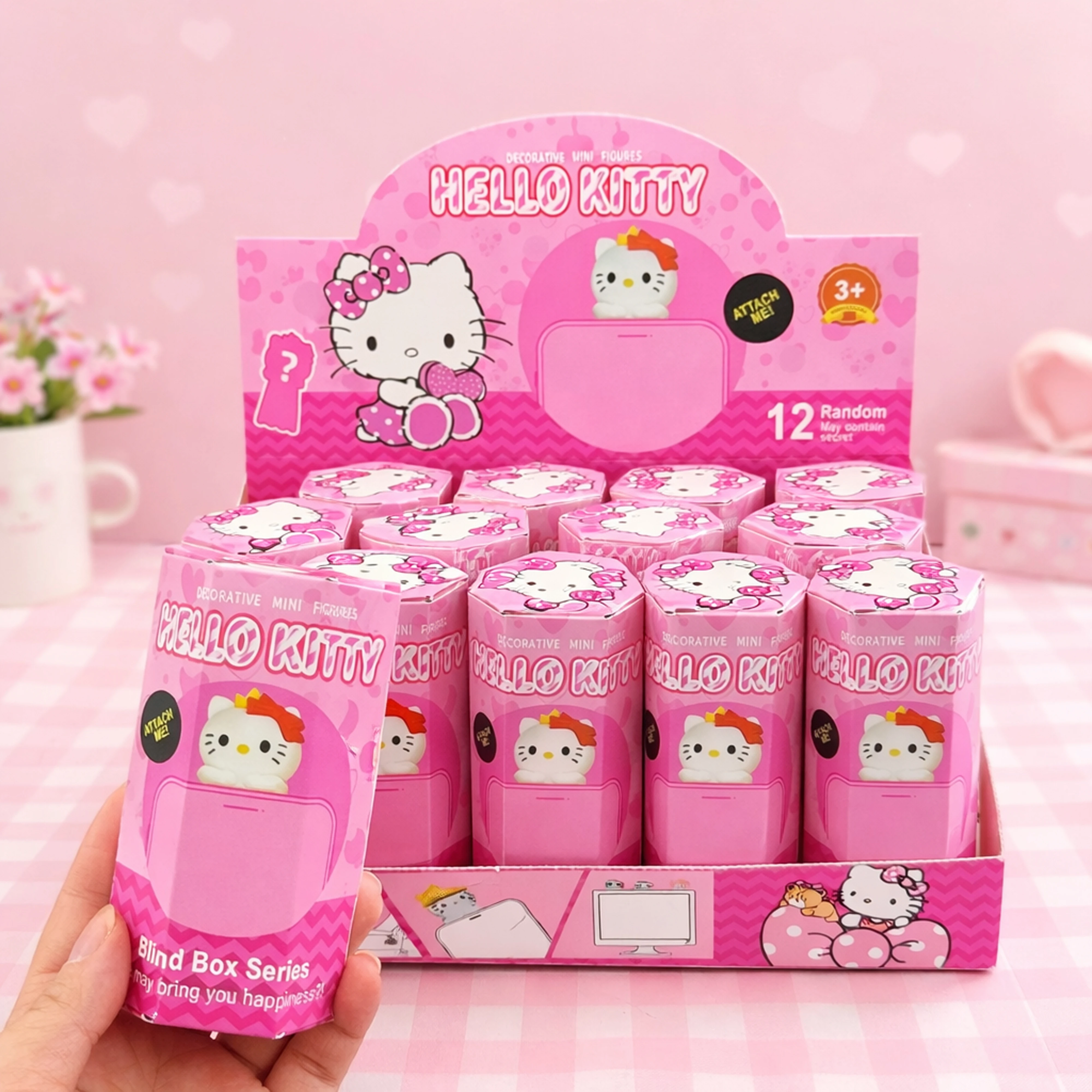 

Sanrio Hello Kitty 12pcs Set Blind Box Stickers Car Mobile phone Desktop Decoration Minie Figure Mystery Box Wholesale