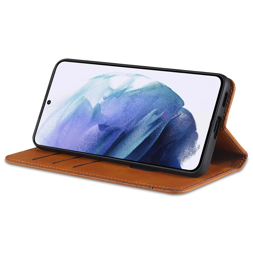 Funda de cuero de lujo con absorción magnética para Samsung Galaxy S21 Plus S22 S23+ Ultra 5G, funda tipo billetera con tapa protectora 5