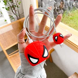 Cudowne Spiderman dla IPhone 18w/20w etui ochronne na ładowarkę Cartoon danych kabel osłona na gryzienie osłona na pokrowiec prezenty urodzinowe