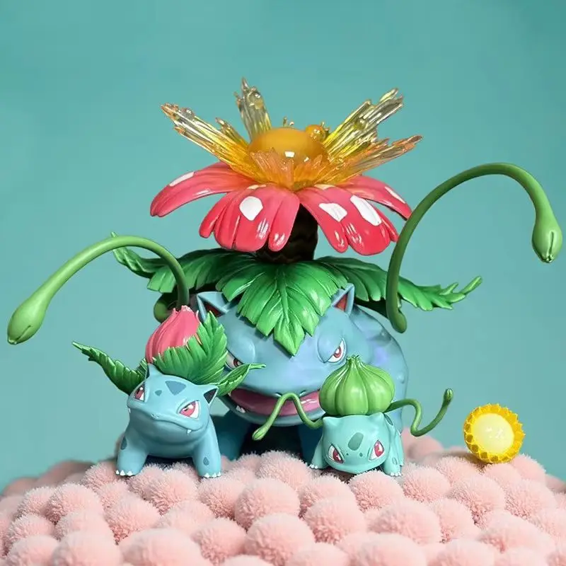 New Fully Painted Bulbasaur Seeds Bulbasaur Grass Bulbasaur Flower Evolution Group Handmade Anime Model Trendy Play Ornament