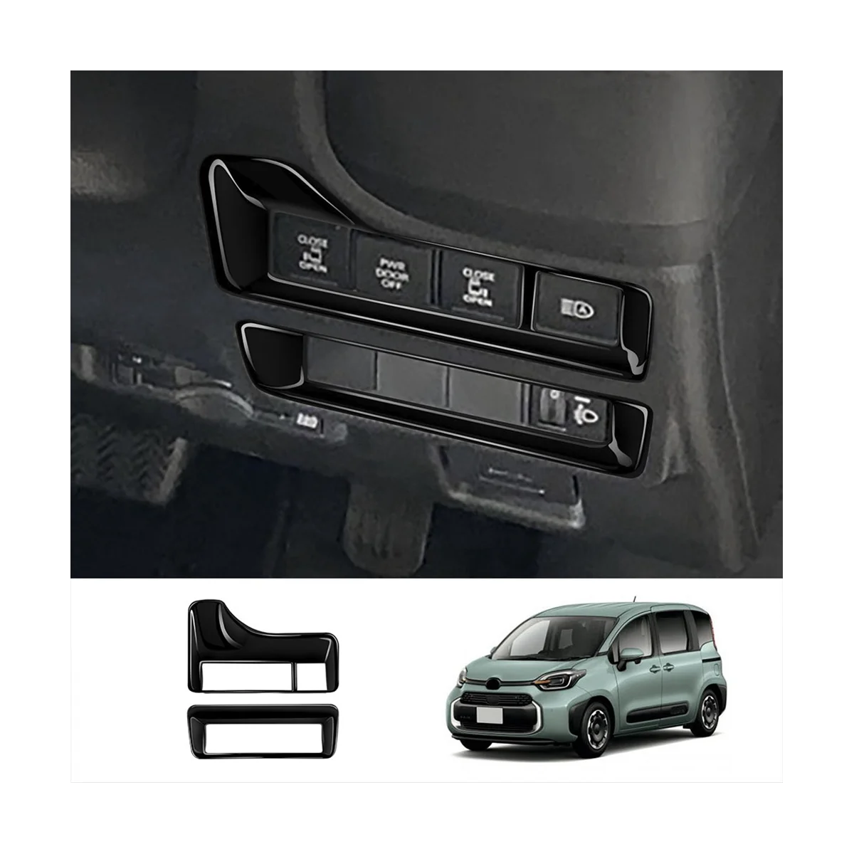 Car Multi-Function Button Decorative Frame Cover Trim for Toyota SIENTA 10 Series 2022 2023 RHD Gloss Black