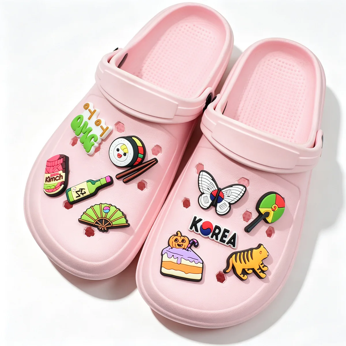 Korean Style Folk Cartoon Clog Charms Soft PVC Detachable Shoe Buttons Waterproof Traditional Korean DIY Shoe Decor Accessories