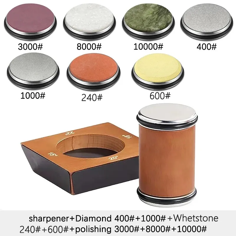 4-Angle Magnetic Wood Rolling Knife Sharpener 15-18-20-22° Diamond Sharpening Roller Kitchen Whetstone For Chef & Paring Knives